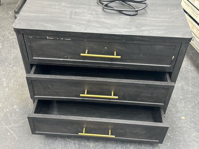 Better Homes & Gardens Oaklee 3 Drawer Nightstand with USB, Charcoal Finish - Brand New - Open Box