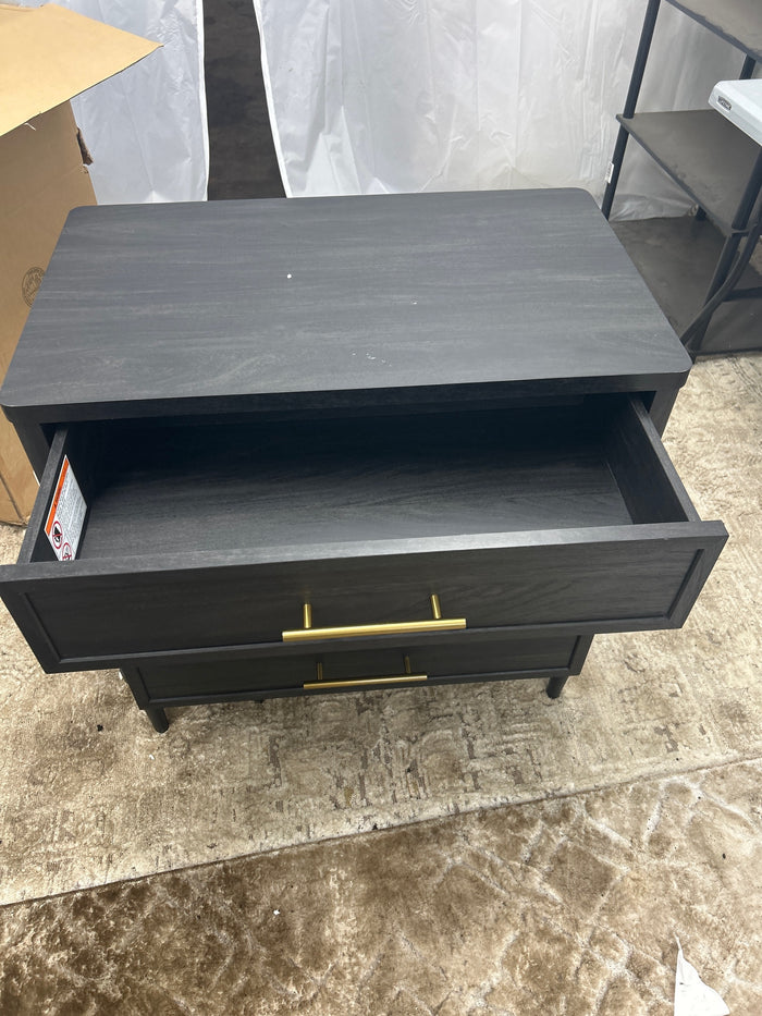 Better Homes & Gardens Oaklee 3 Drawer Nightstand with USB, Charcoal Finish - Brand New
