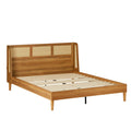 Better Homes & Gardens Springwood Caning Queen Platform Bed With Headboard, Light Honey Finish - Brand New