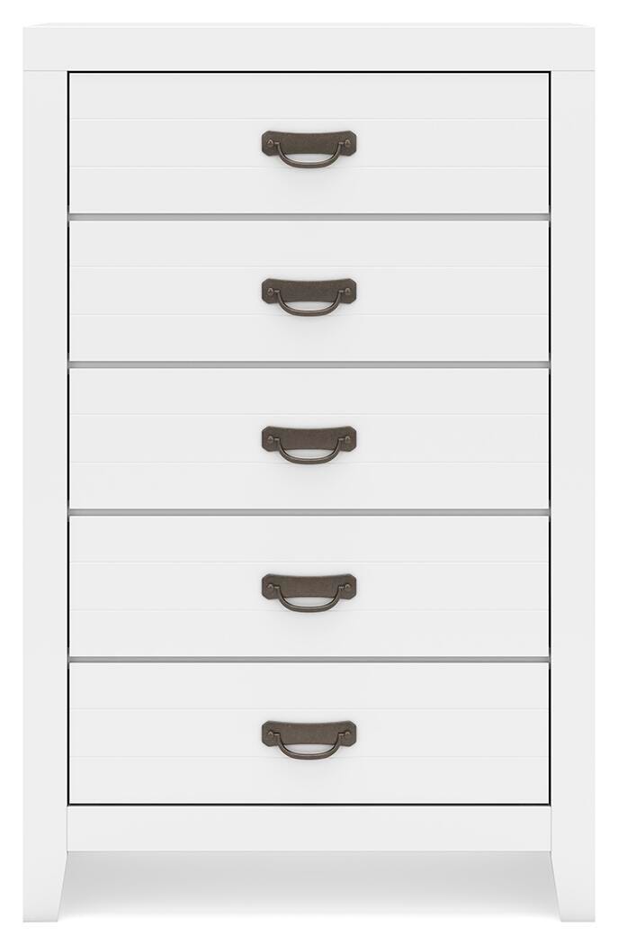 Binterglen White Five Drawer Chest - Brand New