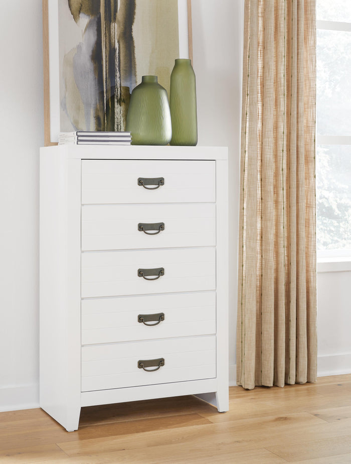 Binterglen White Five Drawer Chest - Brand New