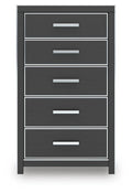 Birmonton Black Five Drawer Chest - Brand New