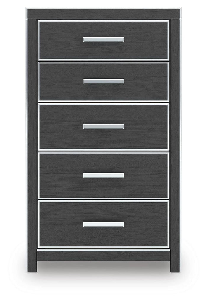 Birmonton Black Five Drawer Chest - Brand New