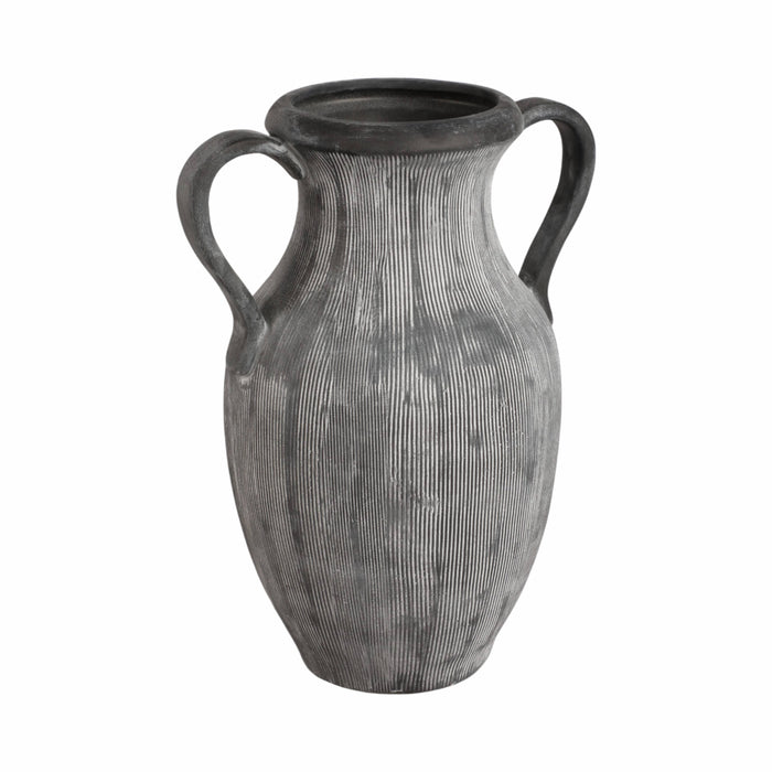 Black 15 in. Dolomite Amphora Weathered Vase