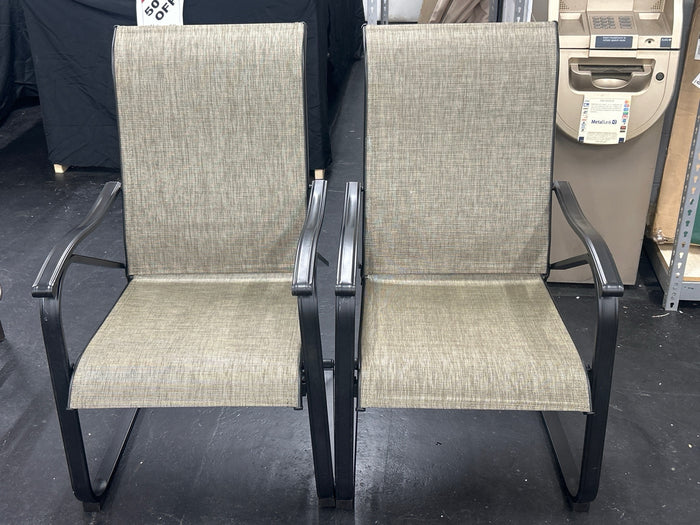 Black Ergonomic C-Spring Textilene Metal Patio Outdoor Dining Chair (2-Pack) - Brand New