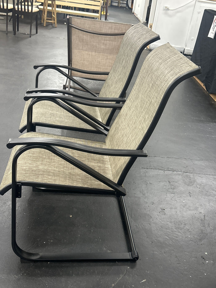 Black Ergonomic C-Spring Textilene Metal Patio Outdoor Dining Chair (2-Pack) - Brand New