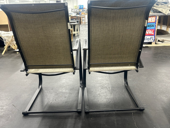 Black Ergonomic C-Spring Textilene Metal Patio Outdoor Dining Chair (2-Pack) - Brand New