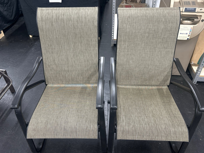 Black Ergonomic C-Spring Textilene Metal Patio Outdoor Dining Chair (2-Pack) - Brand New