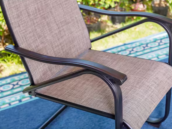 Black Ergonomic C-Spring Textilene Metal Patio Outdoor Dining Chair (2-Pack) - Brand New