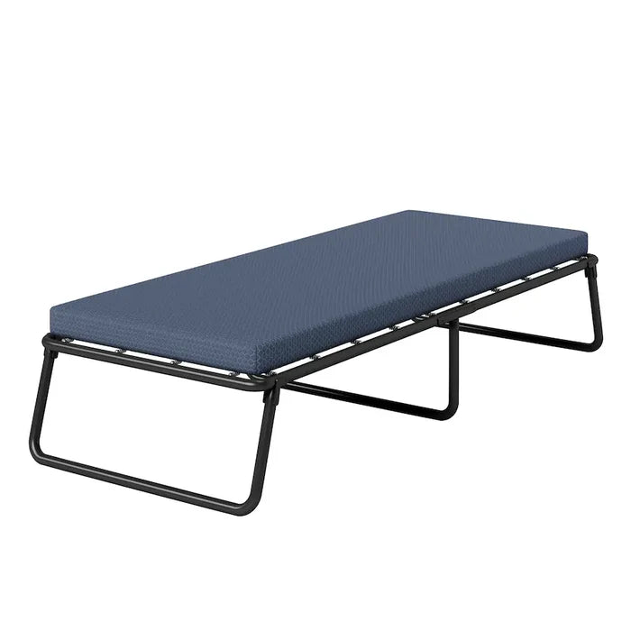 Boyd Sleep - Folding Guest Bed, Metal Frame with GelLux PU Mattress, Washable Removable Cover - Dark Blue - Brand New