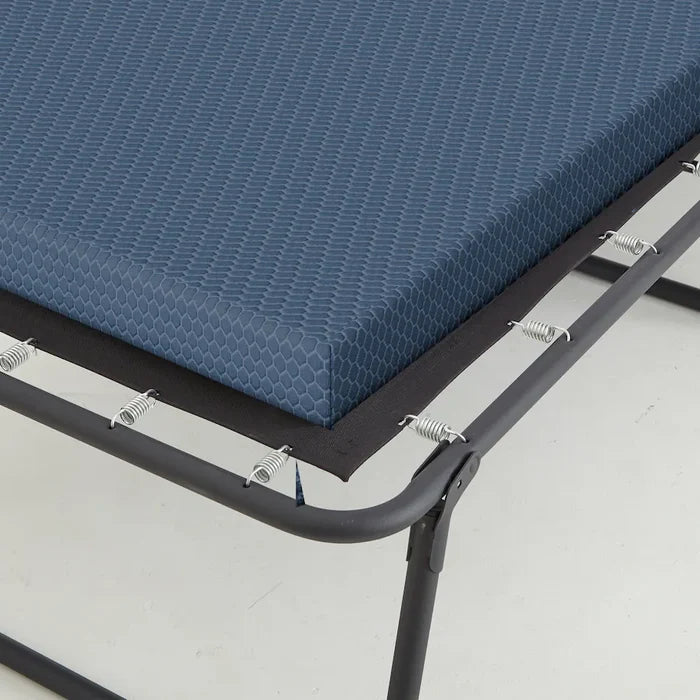 Boyd Sleep - Folding Guest Bed, Metal Frame with GelLux PU Mattress, Washable Removable Cover - Dark Blue - Brand New