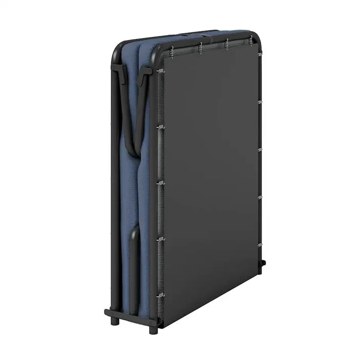 Boyd Sleep - Folding Guest Bed, Metal Frame with GelLux PU Mattress, Washable Removable Cover - Dark Blue - Brand New