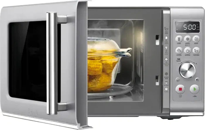 Breville - the Compact Wave Soft Close 0.9 Cu. Ft. Microwave - Silver - Used, Like New
