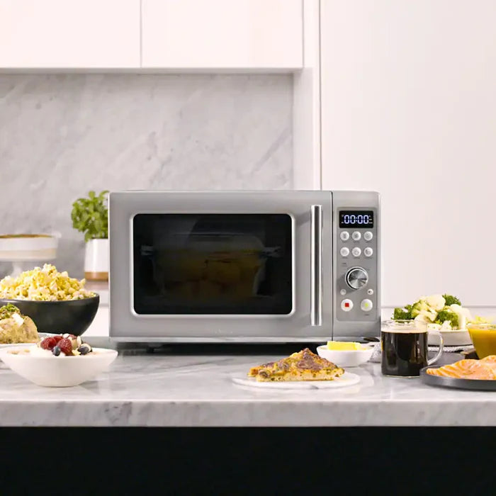 Breville - the Compact Wave Soft Close 0.9 Cu. Ft. Microwave - Silver - Used, Like New