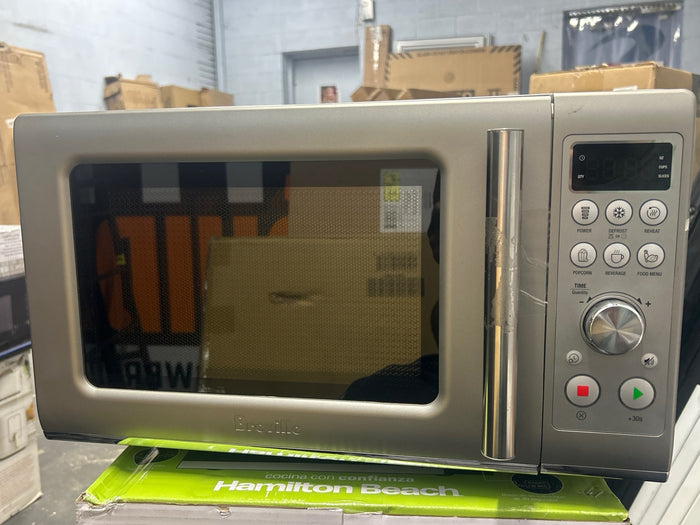 Breville - the Compact Wave Soft Close 0.9 Cu. Ft. Microwave - Silver - Used, Like New