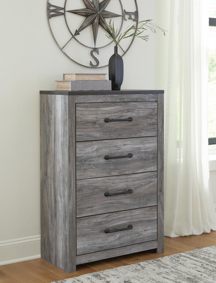 Bronyan Dark Gray Four Drawer Chest - Brand New