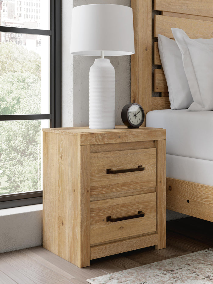 Brozmont Tan Two Drawer Night Stand - Brand New