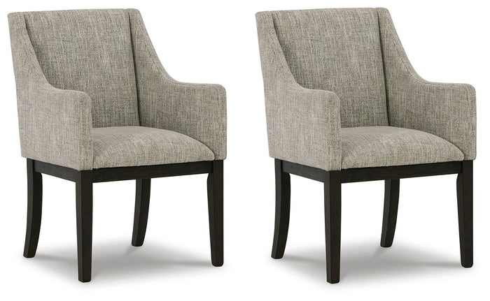 Burkhaus Beige/Dark Brown Dining UPH Arm Chair (Priced Per Item, Must Order 2, 4, 6, or 8) - Brand New