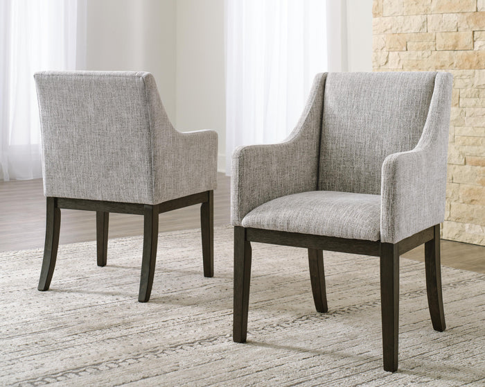 Burkhaus Beige/Dark Brown Dining UPH Arm Chair (Priced Per Item, Must Order 2, 4, 6, or 8) - Brand New