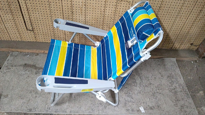 Cabana Life 5 Position Deluxe Beach Chair, Blue - Brand New - Open Box