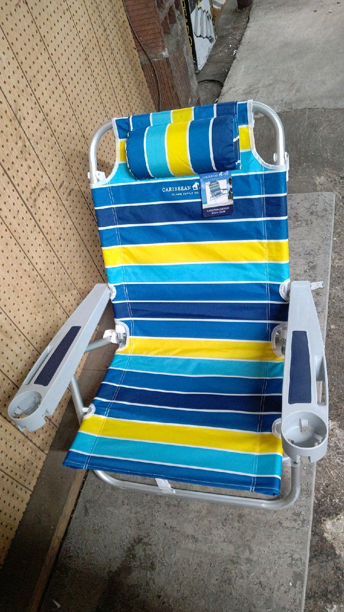 Cabana Life 5 Position Deluxe Beach Chair, Blue - Brand New - Open Box