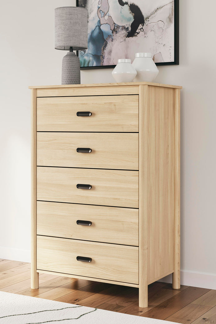 Cabinella Tan Five Drawer Chest - Brand New