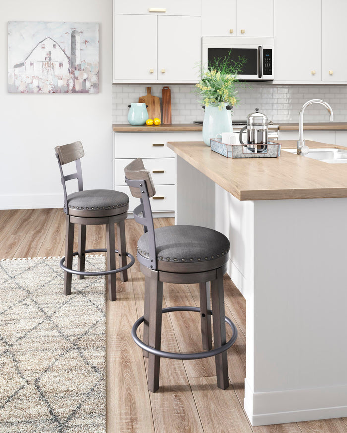 Caitbrook Gray UPH Swivel Barstool (1/CN) - Brand New