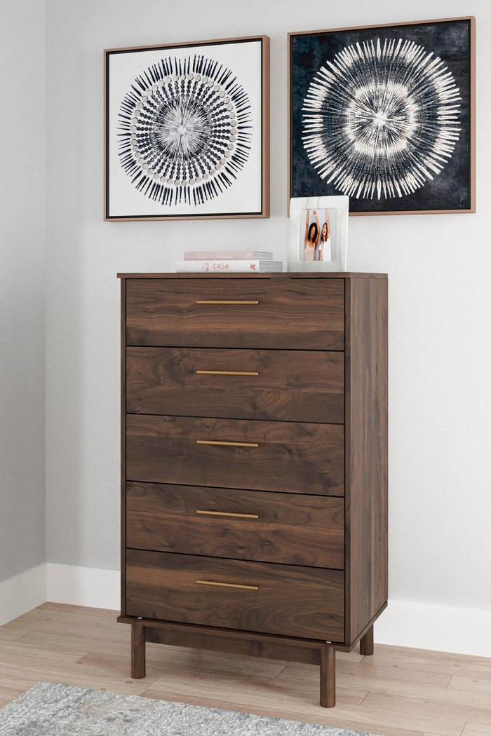Calverson Mocha Five Drawer Chest - Brand New