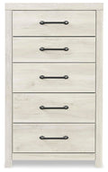 Cambeck Whitewash Five Drawer Chest - Brand New