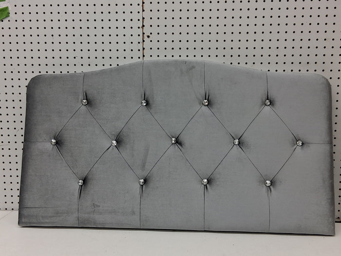 ChaletPosh Twin Size Upholstered Headboard Silver Grey Velvet - Brand New