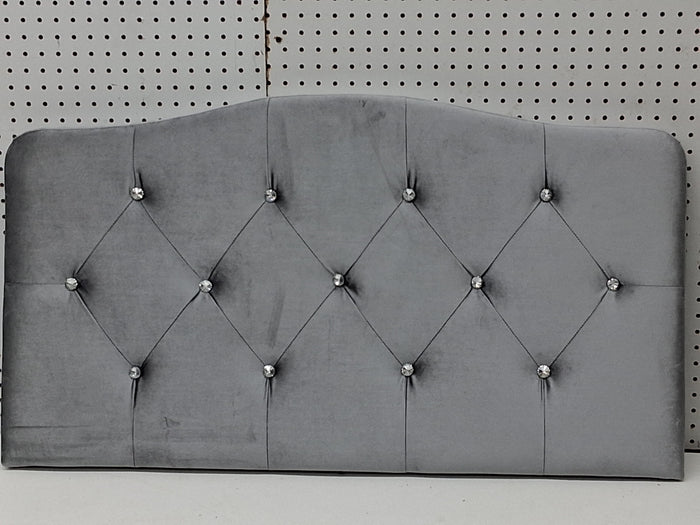 ChaletPosh Twin Size Upholstered Headboard Silver Grey Velvet - Brand New
