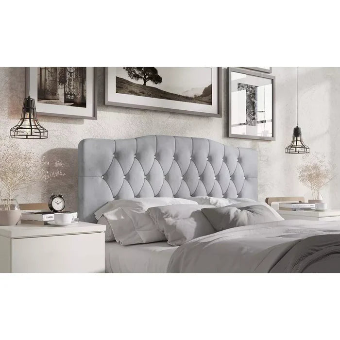 ChaletPosh Twin Size Upholstered Headboard Silver Grey Velvet - Brand New