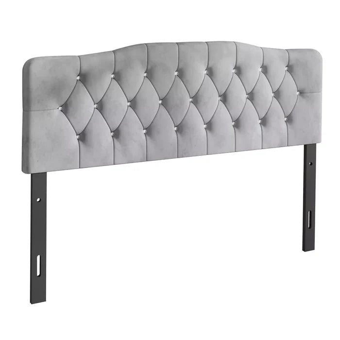 ChaletPosh Twin Size Upholstered Headboard Silver Grey Velvet - Brand New