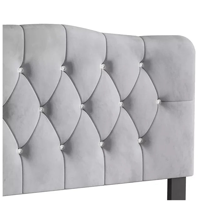 ChaletPosh Twin Size Upholstered Headboard Silver Grey Velvet - Brand New