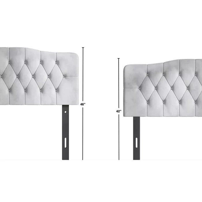 ChaletPosh Twin Size Upholstered Headboard Silver Grey Velvet - Brand New