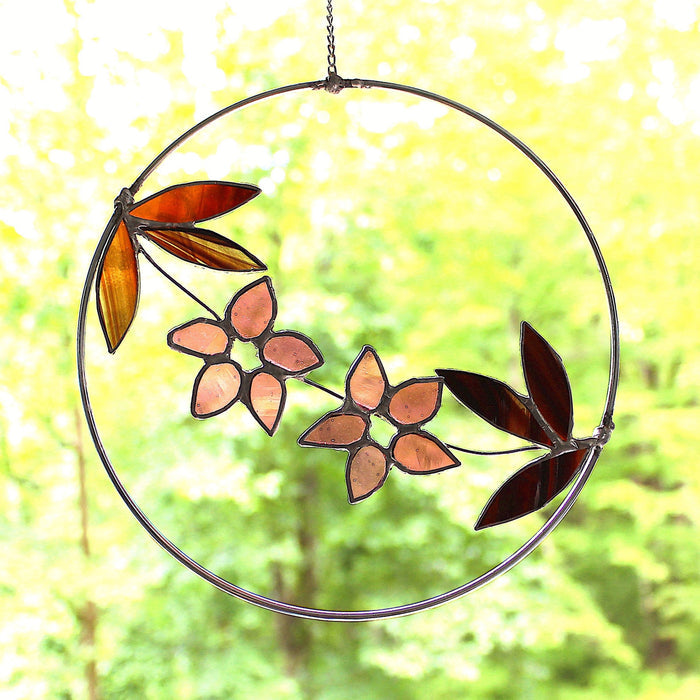 Cherry plum flower hoop suncatcher
