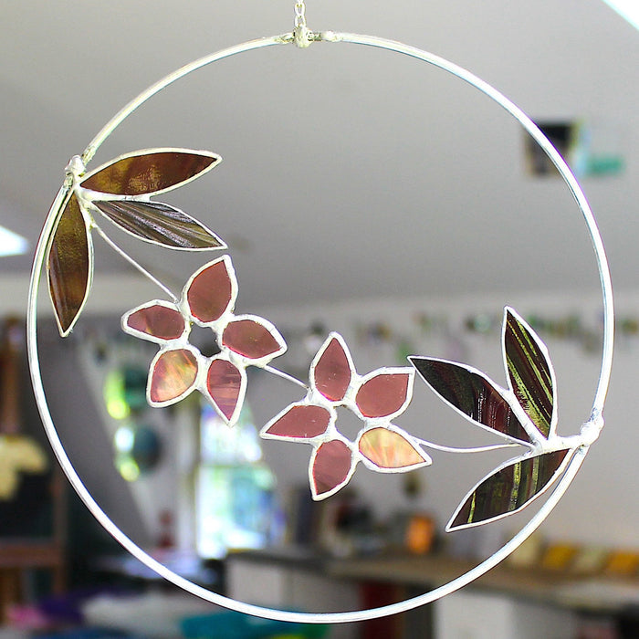 Cherry plum flower hoop suncatcher