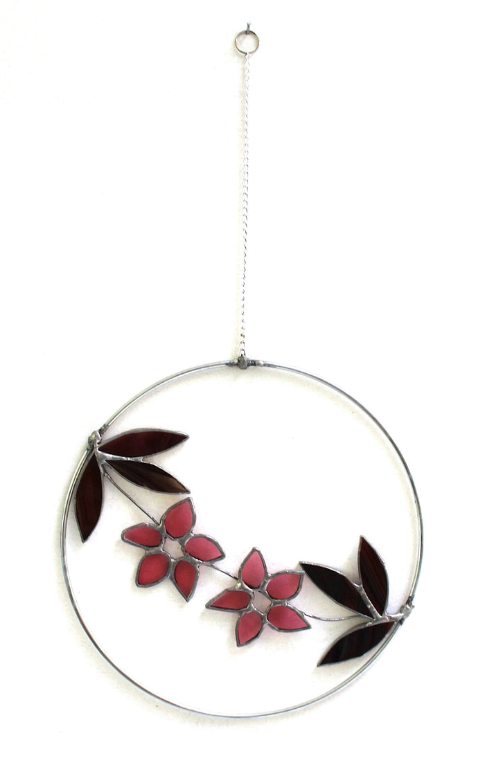 Cherry plum flower hoop suncatcher