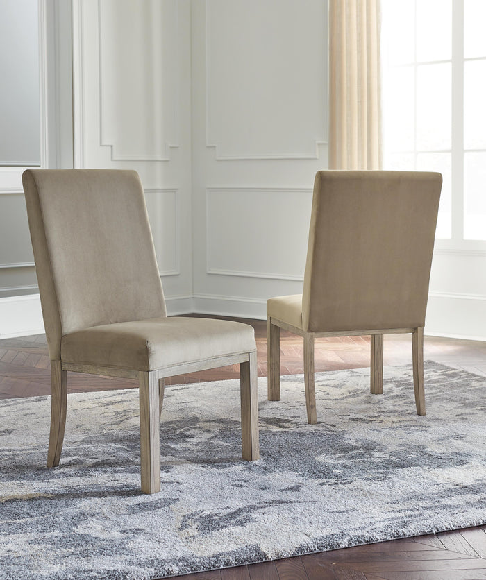 Chrestner Gray/Brown Dining UPH Side Chair (Priced Per Item, Must Order 2, 4, 6, or 8) - Brand New