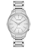 Citizen Eco-Drive L Mondena Womens Watch - White Dial - Stainless Bracelet - EM0590-54A