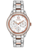 Citizen Eco-Drive Ladies Silhouette Crystal - Stainless & Pink Gold-Tone - FD2016-51A