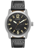 Citizen Eco-Drive Mens Chandler Watch - Black Dial - Leather Strap - Day/Date - BM8471-01E