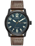 Citizen Eco-Drive Mens Chandler Watch - Blue Dial - Leather Strap - Day/Date - BM8478-01L