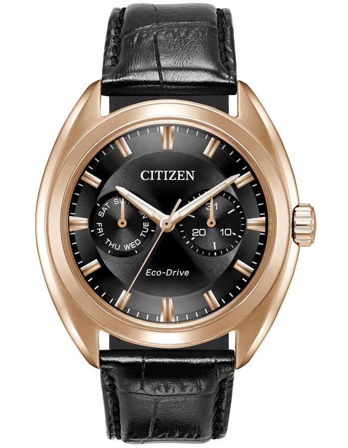 Citizen Eco-Drive Mens Watch - Rose-Gold - Grey Dial - Leather Strap - Day/Date - BU4013-07H_f0c76037-7f9d-438e-ba53-290a5db87a4b