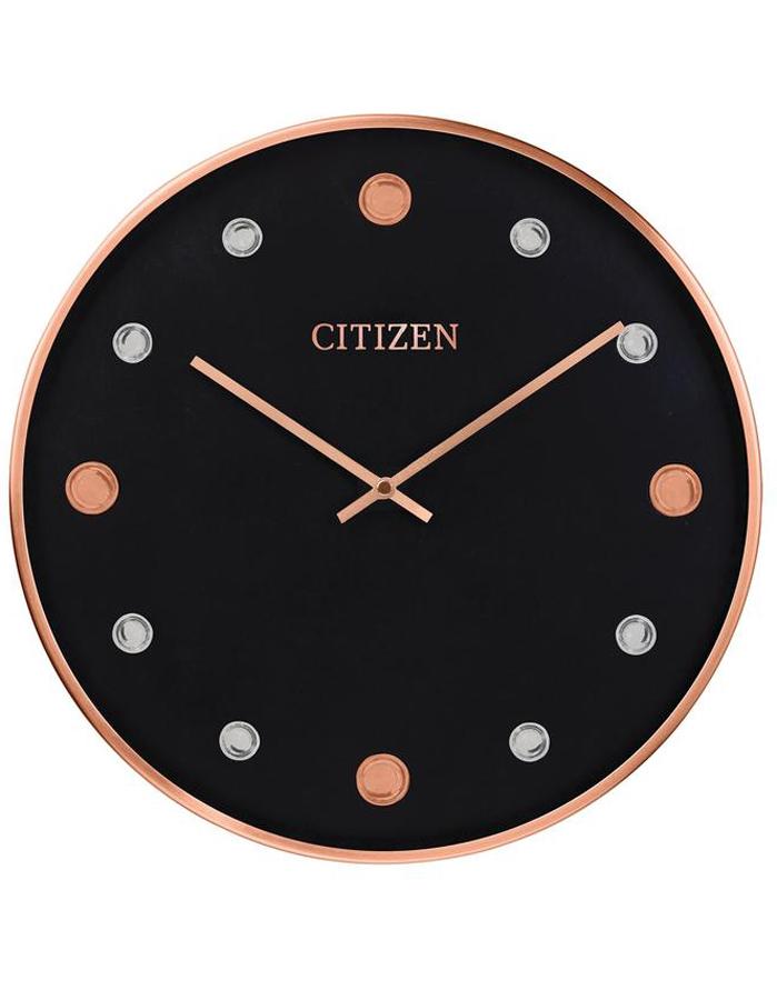 Citizen Gallery Black Circular Clock - Rose Gold-Tone & Silver-Tone Accents - CC2028