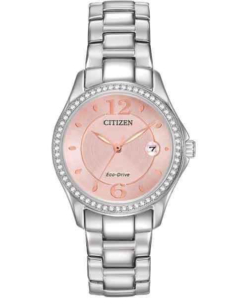 Citizen Ladies Silhouette Crystal - Pink Sunray Dial - Bracelet - Date - FE1140-86X
