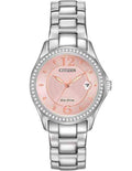 Citizen Ladies Silhouette Crystal - Pink Sunray Dial - Bracelet - Date - FE1140-86X