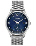 Citizen Mens DRIVE BTW Watch - Stainless Steel - Blue Dial - Date -Mesh Bracelet - BV1110-51L
