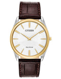 Citizen Mens Eco-Drive Stilletto Watch - Two-Tone - White Dial - Leather Strap - AR3074-03A_fc7eacbc-2253-48c4-b7ba-a94497fdce43