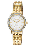 Citizen Quart Ladies Watch - Gold-Tone - Crystal Bezel -  White Dial - Bracelet - EL3042-84A_1b5e221f-eaee-4176-84ac-44380fa0136d